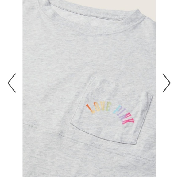 💗VS PINK NEON GREY RAINBOW OMBRE VARSITY SHORT SLEEVE CREW TEE - Picture 5 of 9